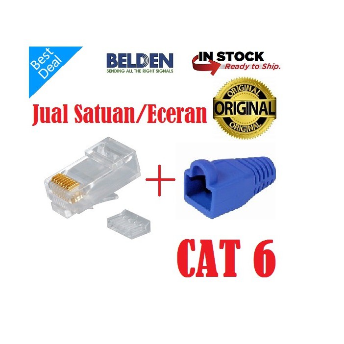 Konektor Rj45 Cat6 Belden Original Dan Plug Booth Satuan - Eceran