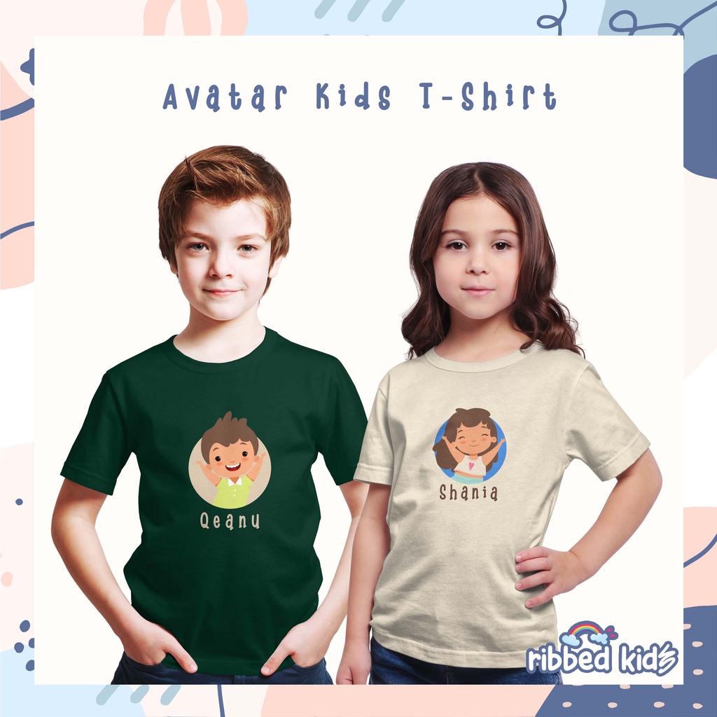 GRATIS SABLON NAMA  KAOS ANAK TEMA KARAKTER, AVATAR, ANIMASI, KARTUN, KAOS CUSTOM ANAK  0-12TH  ATASAN KATUN COMBED 30s By Ribbedkids