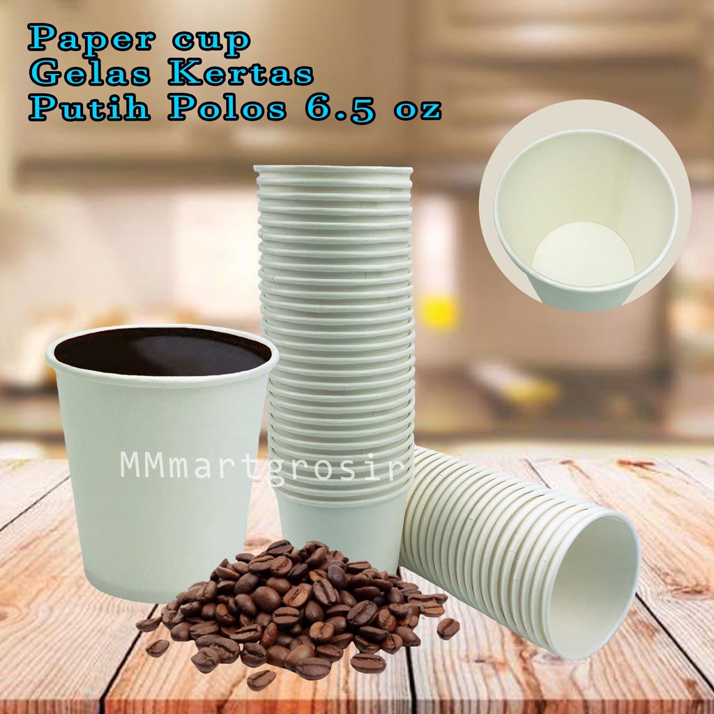 Paper cup / Gelas Kertas / Putih Polos / 6.5 oz