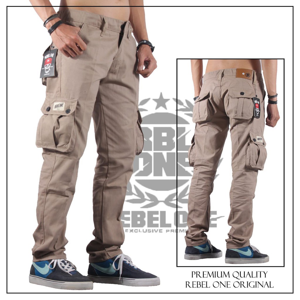 Celana Panjang Pria Canvas   - Celana Cargo Polos Panjang  - Cargo Pants PDL Best seller