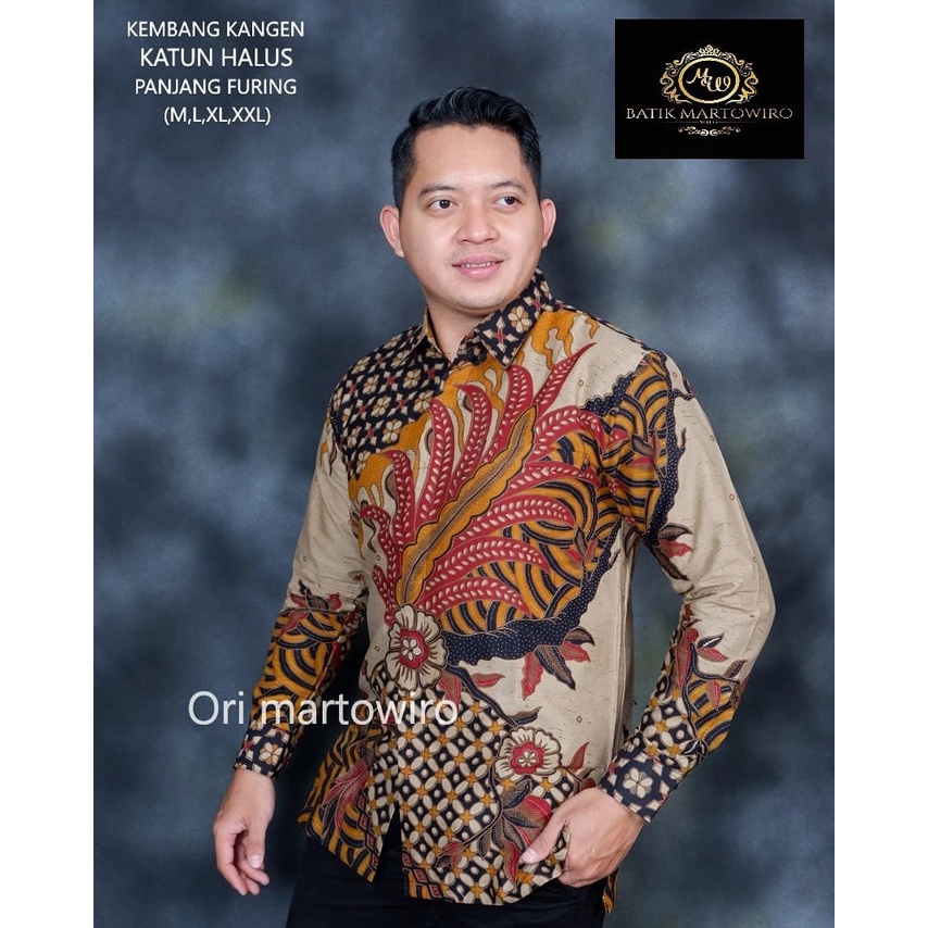 KEMBANG KANGEN BATIK MOCA pria lengan panjang modern S M L XL XXL BAJU PREMIUM BSO OFFICIAL