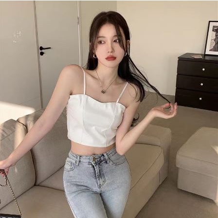 DF BR192 TankTop Bra With Cup Bh Crop Singlet Wanita Bahan Kulit Import Atasan Wanita Saxy