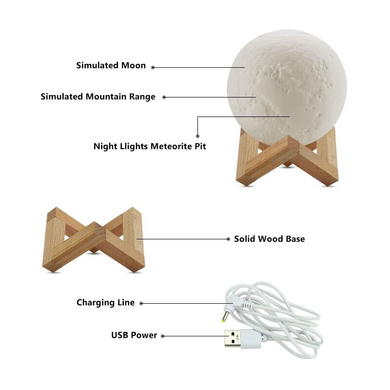 Humidifier Diffuser Aromaterapi Lampu TIdur 3D Moon Night Light 880ml Light Diffuser Aromatherapy Humi AX-08