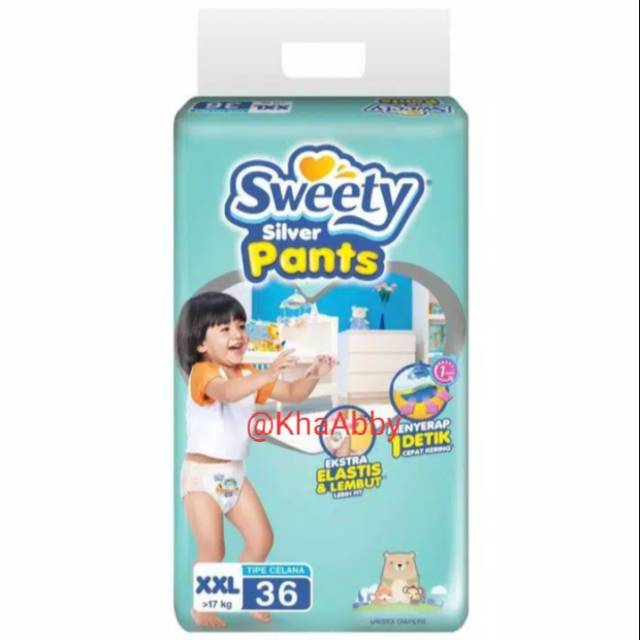 SWEETY SILVER PANTS XXL 36 pcs