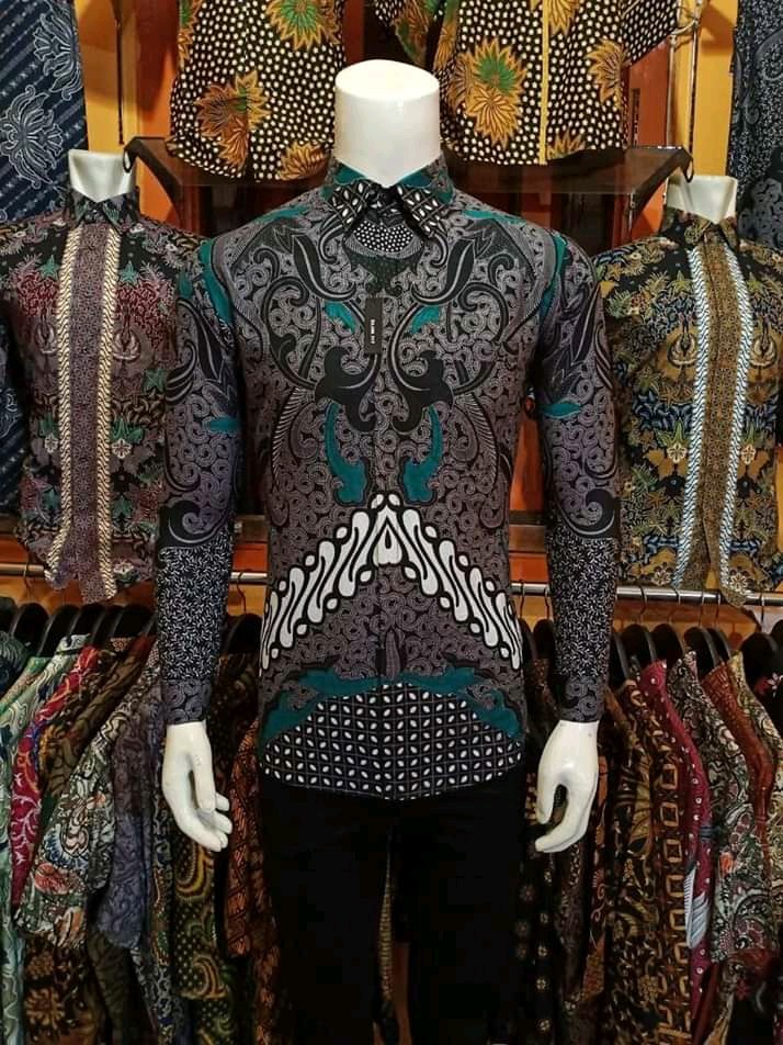 Kemeja Batik Pria Baju Batik Atasan Cowok Modern Lengan Panjang Slimfit Style Baju Artis
