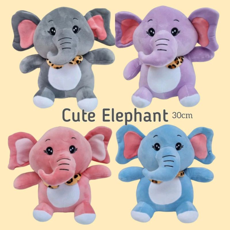 BONEKA GAJAH LUCU CUTE ELEPHANT 4 WARNA 30 CM