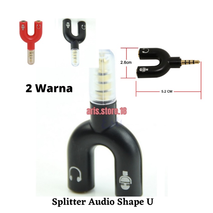 TaffSTUDIO Splitter Audio Shape U 3.5mm ke Headphone dan Mic