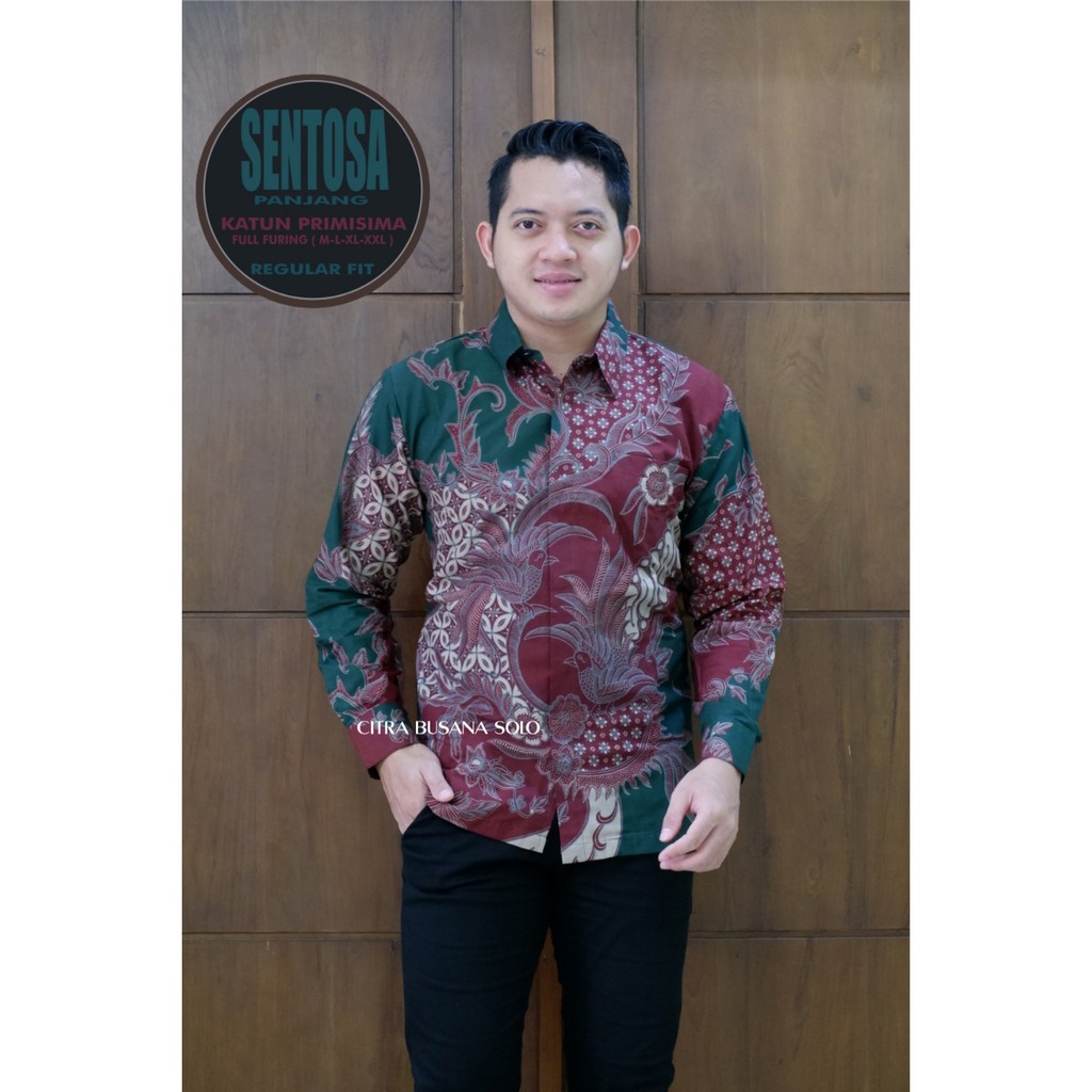 SENTOSA Kemeja Batik Pria Full Furing Regular Fit Bahan Katun Primisima