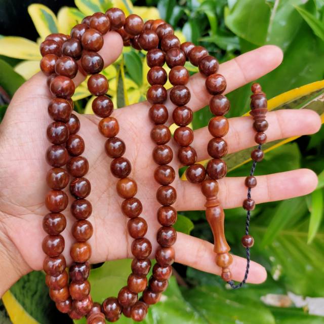 Tasbih 99  bulat polos 10,5 mm coklat kokka kaukah