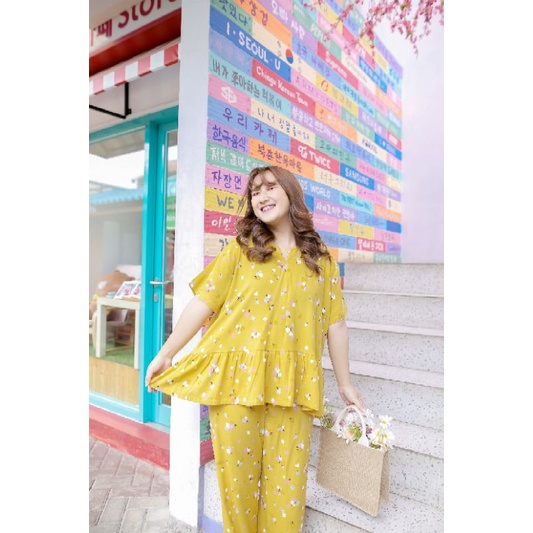 ONE SET PAJAMAS REMPEL LENGAN PENDEK/PIYAMA REMPEL BUSUI /LD 120 (all size)/BAHAN KATUN-KANNA SET