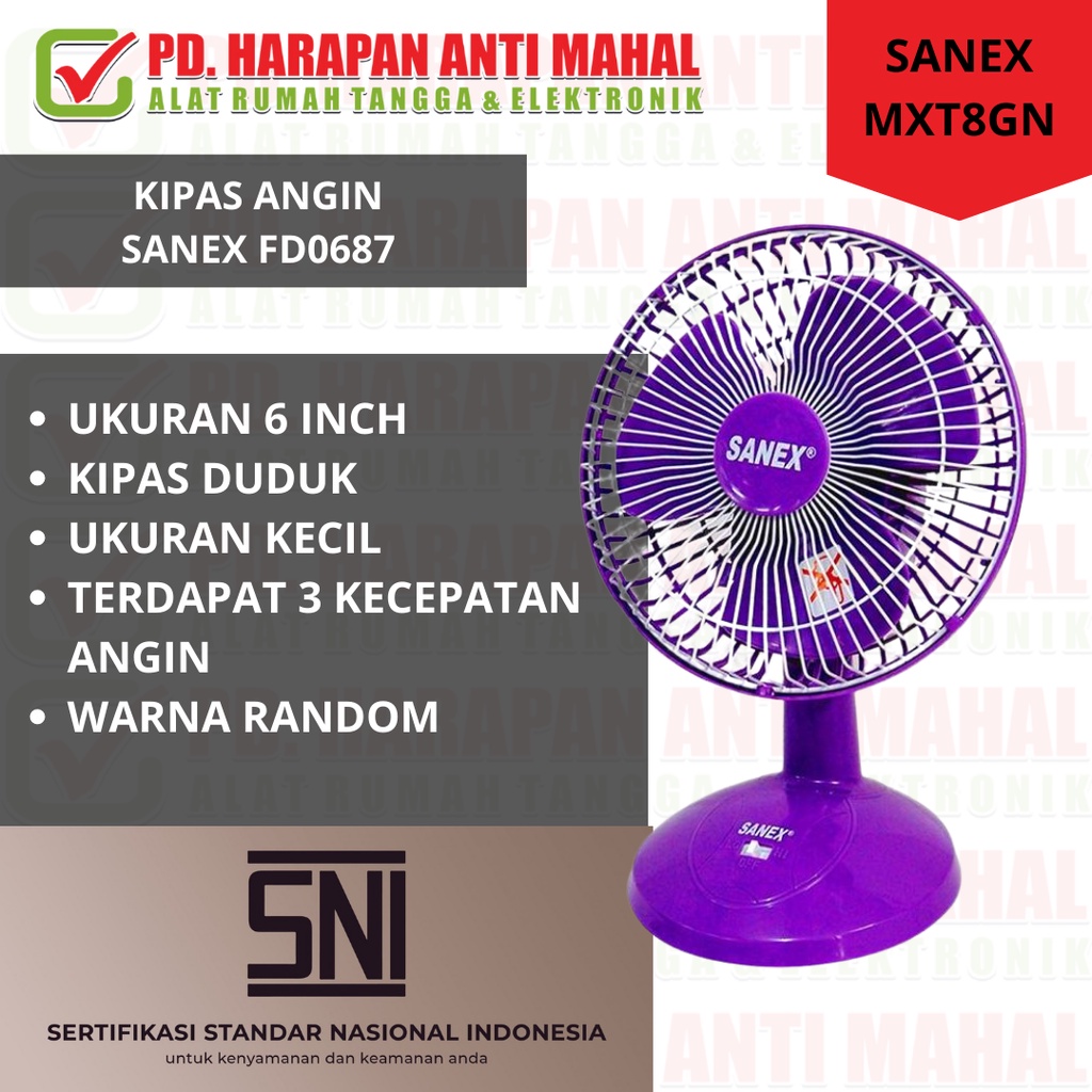 KIPAS ANGIN SANEX FD0687/ KIPAS ANGIN KECIL SANEX FD0687/ KIPAS ANGIN 6 INCH SANEX FD0687/ KIPAS UNT