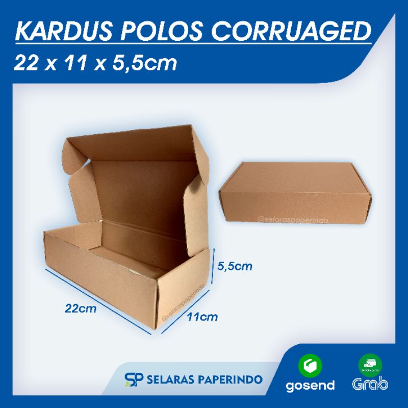

ISI 20pcs | KARDUS POLOS 22x11x5,5 cm - DUS POLOS COKLAT - BOX CORRUGATED 22x11