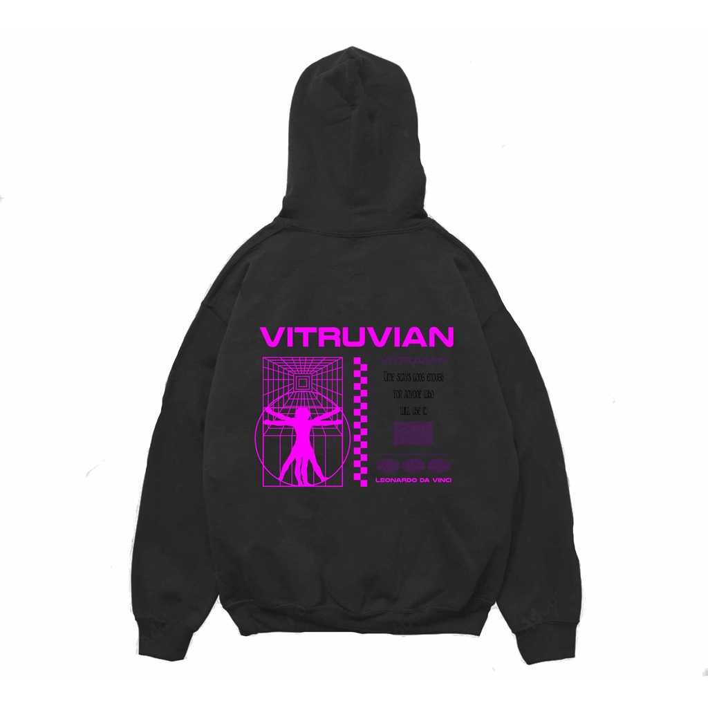 Hoodie Vitruvian Sweater Pria Fleece Size M - XXL