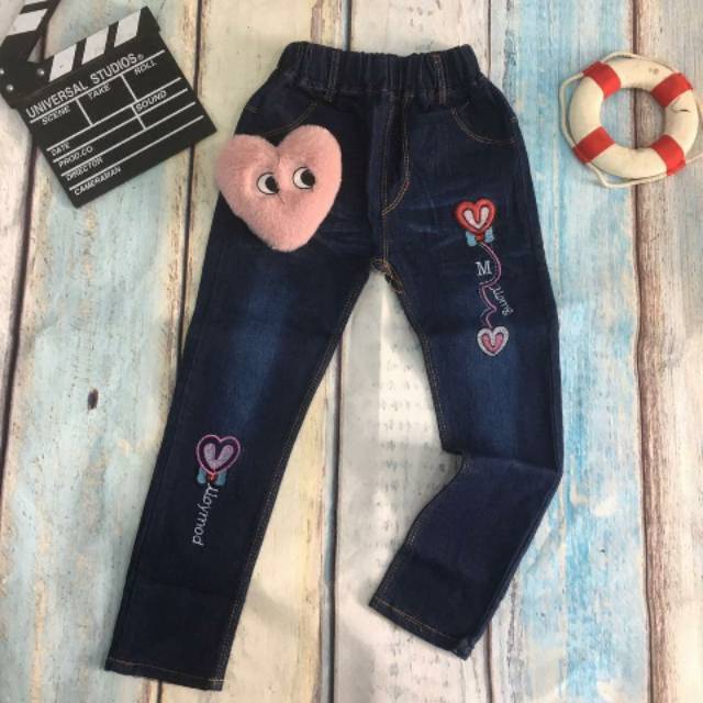 Realpict celana jeans import anak cewek tanggung