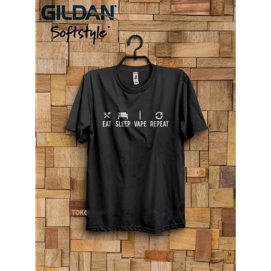 Tshirt baju kaos eat sleep vape repeat hitam distro terbaru bandung  keren viral