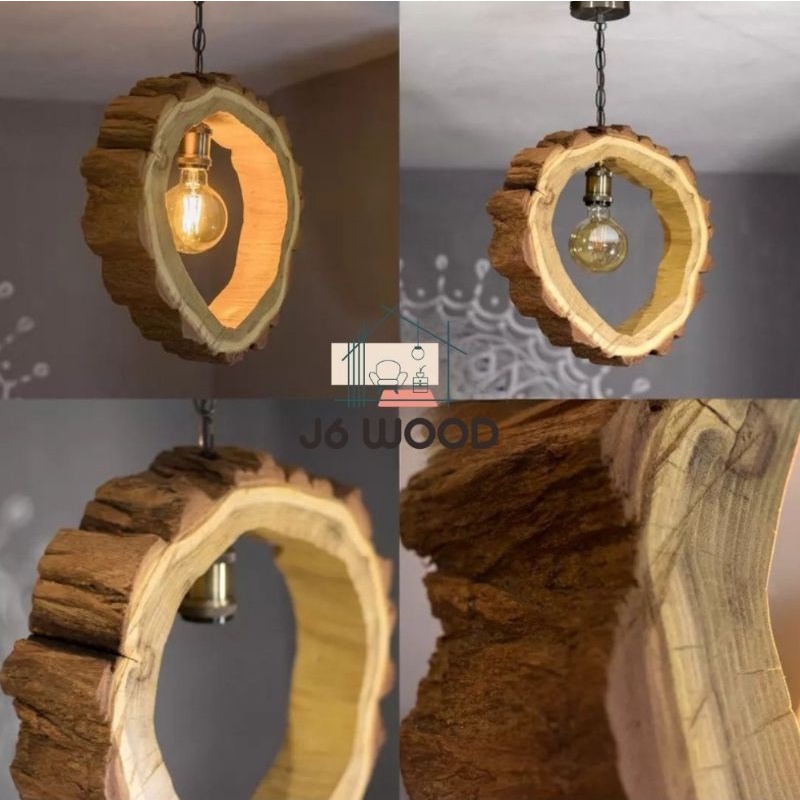 Lampu Gantung Hias Lampu Gantung Cafe Estetik Lampu Gantung Minimalis Kayu Mahoni