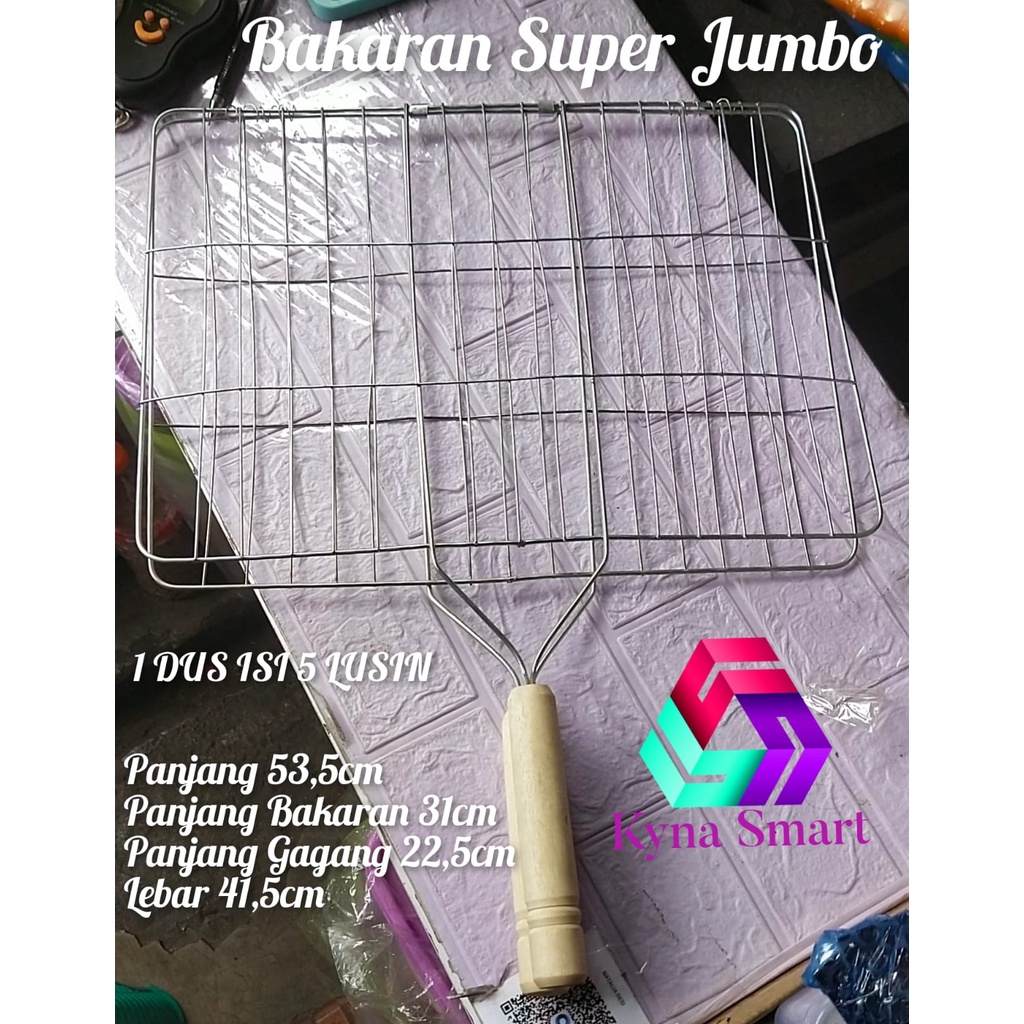6 PCS Alat Bakaran Jepit SUPER JUMBO Panggangan Ikan Ayam Gagang Kayu
