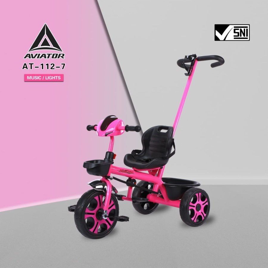 Sepeda Anak Bayi Balita Dorong Roda 3 Tricycle Aviator AT112-7 Music Light Ban Eva By Pacific-1