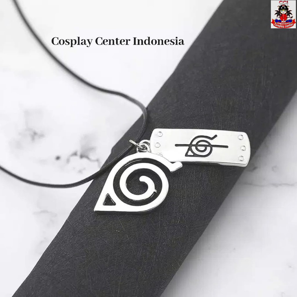 [Bisa COD] Kalung Rantai Liontin Logo Naruto / Dua Gantungan Naruto Warna Silver untuk Wanita/ Pria