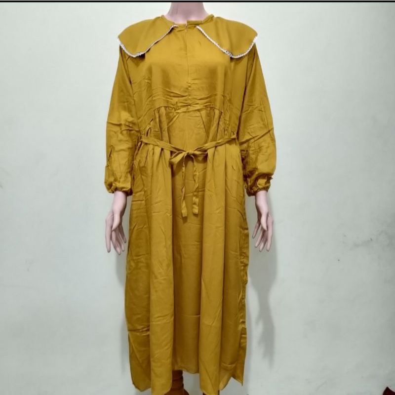 midi dress rayon terbaru / midi dress kekinian / baju muslim terbaru