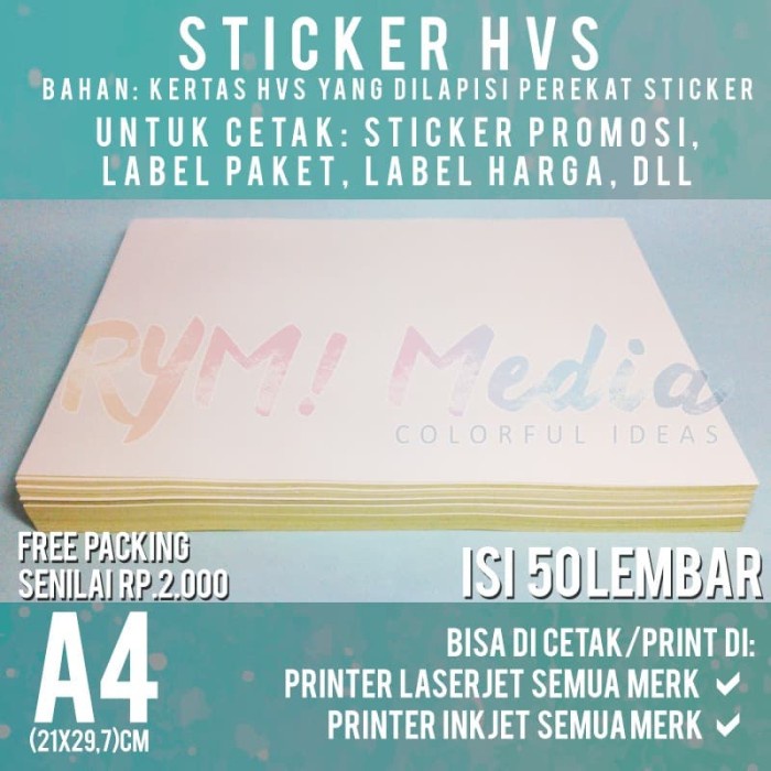 

PEREKAT-PENGIKAT- KERTAS STICKER HVS A4 ISI 50 LEMBAR / STIKER DOFF A4 -PENGIKAT-PEREKAT.