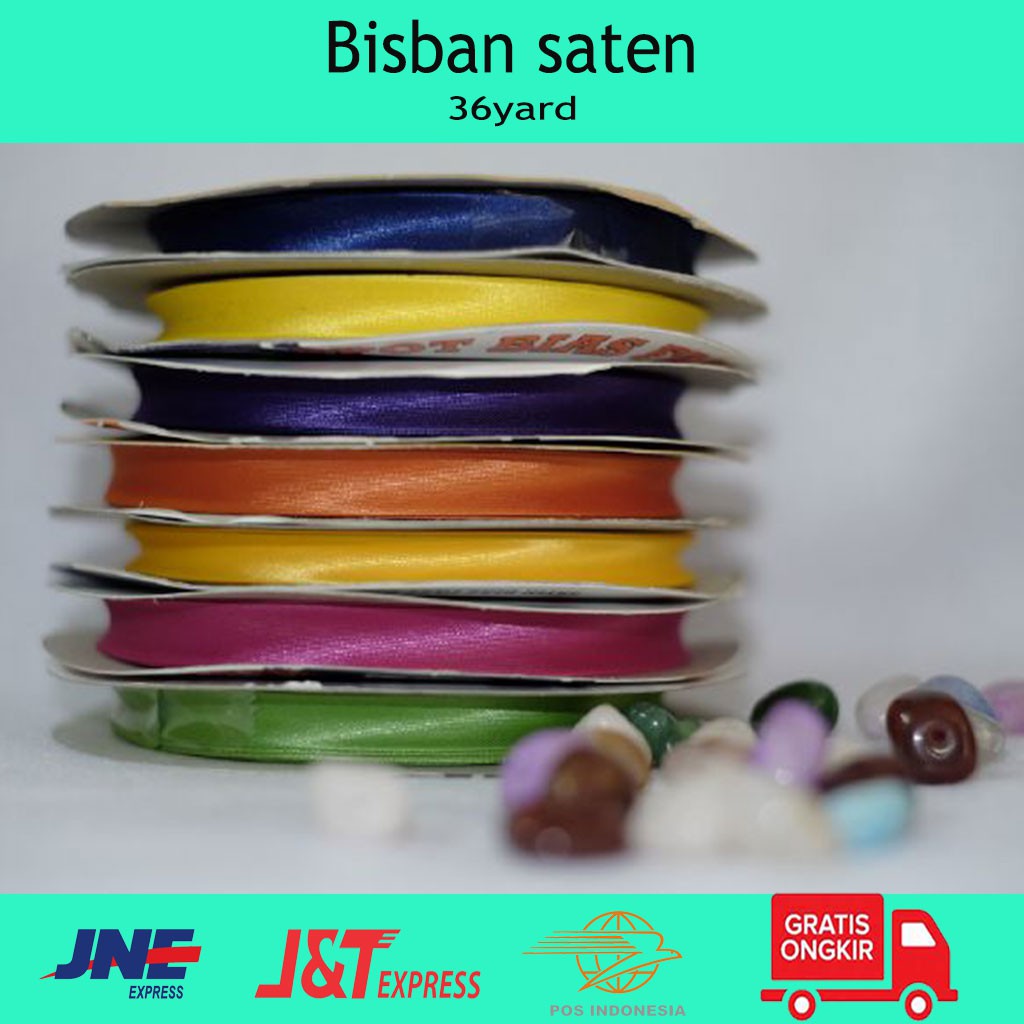 Termurah Bisban Satin/Bahan Satin/Bisban Satin Polos/Pita Satin/isi 36yard/Untuk Pinggiran Baju/COD