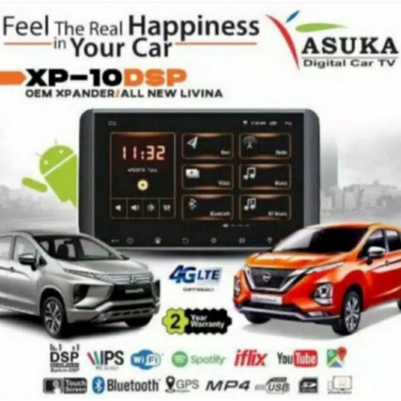 Head Unit Android 10 inch Asuka XP-10 DSP Oem Xpander dan Grand Livina