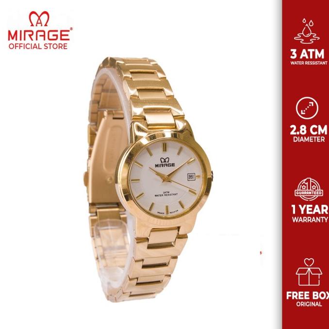 Miragewatach Jam Mirage Wanita Terlaris Original 7390L Gold Emas