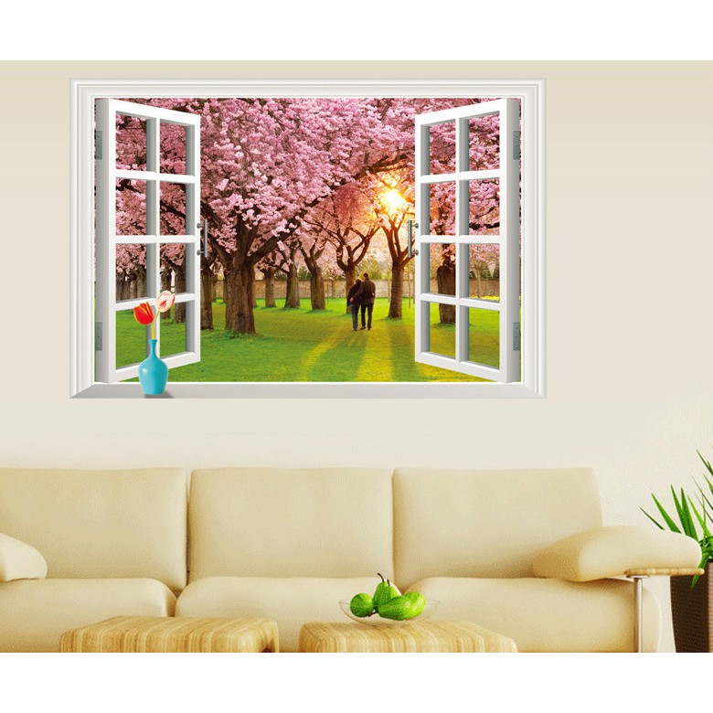 RELIZA WALL STICKER JENDELA POHON SAKURA COUPLE WINDOWS AY9234E STIKER DINDING