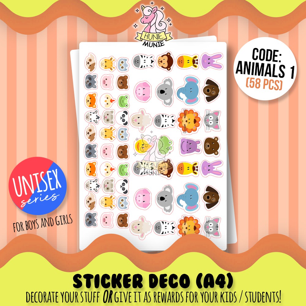 

Sticker Deco - Animals SERIES Animal Hewan - UNISEX SERIES - Stiker Reward Anak Cake Topper - Hunie Munie