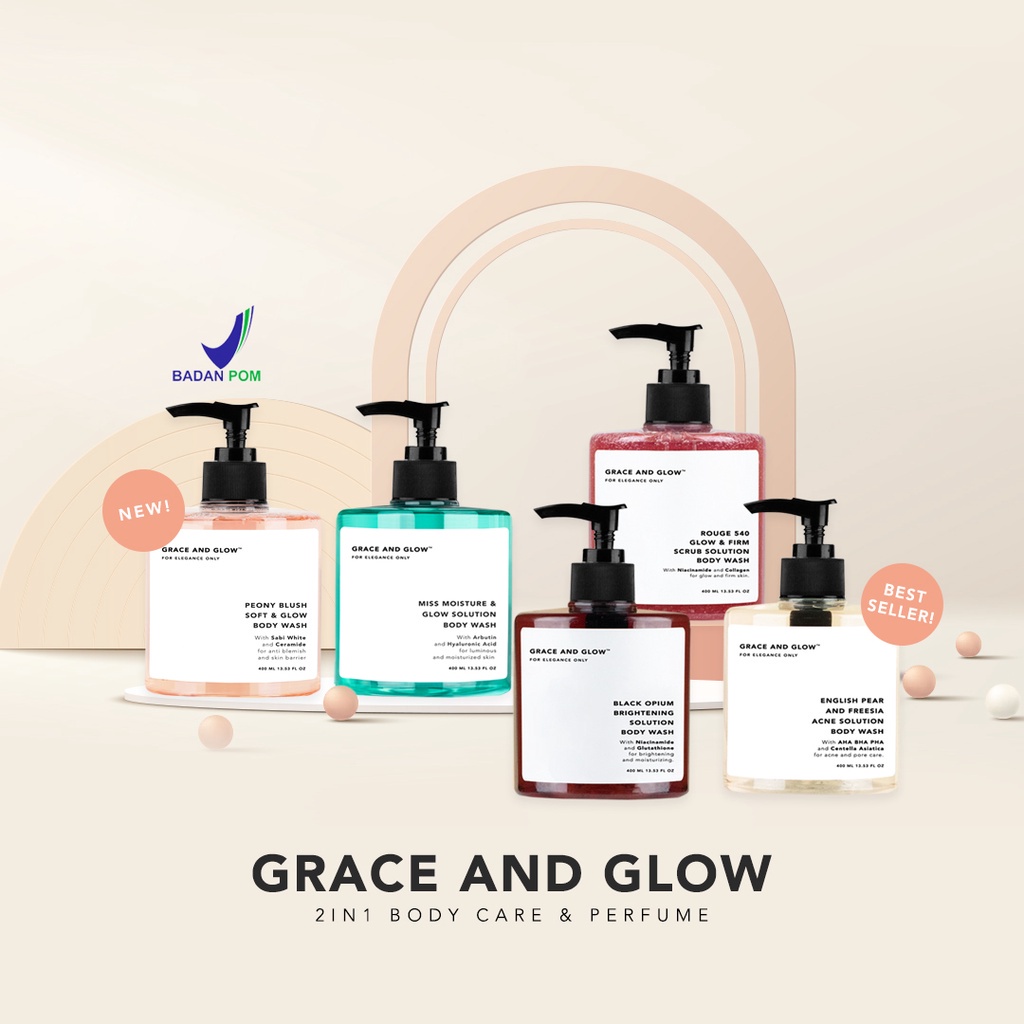 [COD] Grace And Glow Black Opium Brightening Booster Pear and Freesia Anti Acne Solution Body Wash ✨Pradiskin_glow1✨