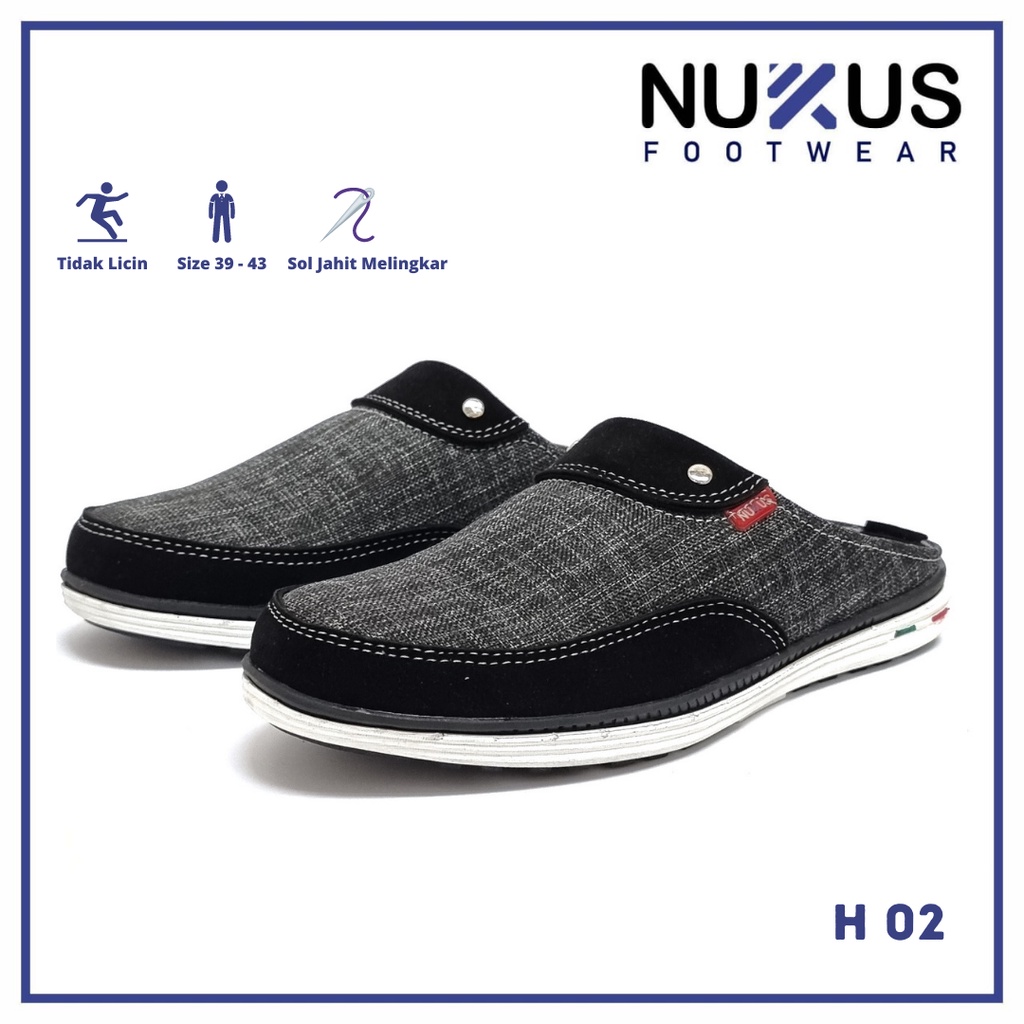 Nukus Sandal Selop Pria Kasual Bustong Hitam - NKH 02 JH