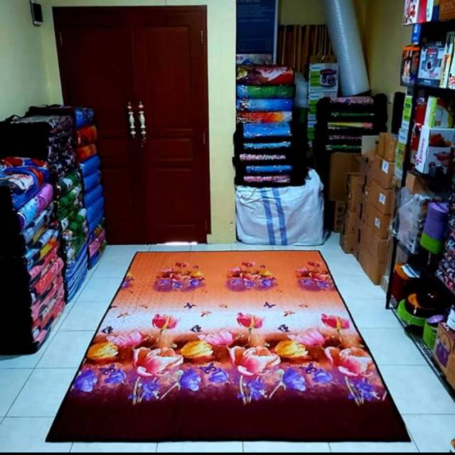 Karpet Quilting karakter Motif Bunga