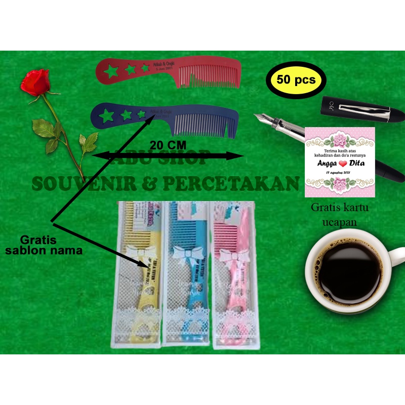 50 PCS SISIR BESAR SABLON NAMA SOUVENIR PERNIKAHAN KEMAS MIKA