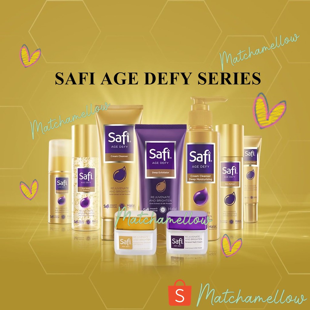 ❄️MATCHA❄️ SAFI AGE DEFY SERIES -DAY NIGHT CLEANSER GOLD ESSENSE MOIST EXFOLIATOR SKIN BOOSTER BPOM