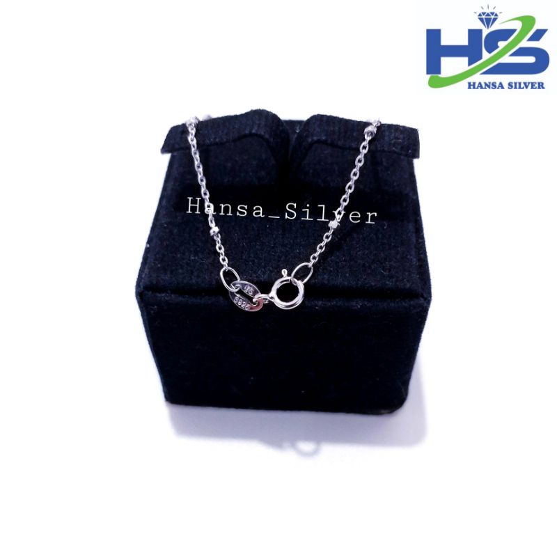 Kalung Perak Anak Silver Asli 925 Lapis Emas Putih Model Rantai Jedar 35 Cm - Perak Asli 925 Anti Karat