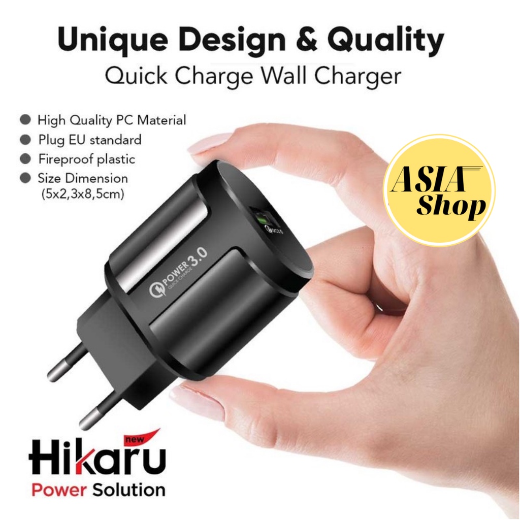 Adaptor Fast Charging QC 3.0 New Hikaru Qualcomm Wall Charger For Samsung Xiaomi Infinix Realme