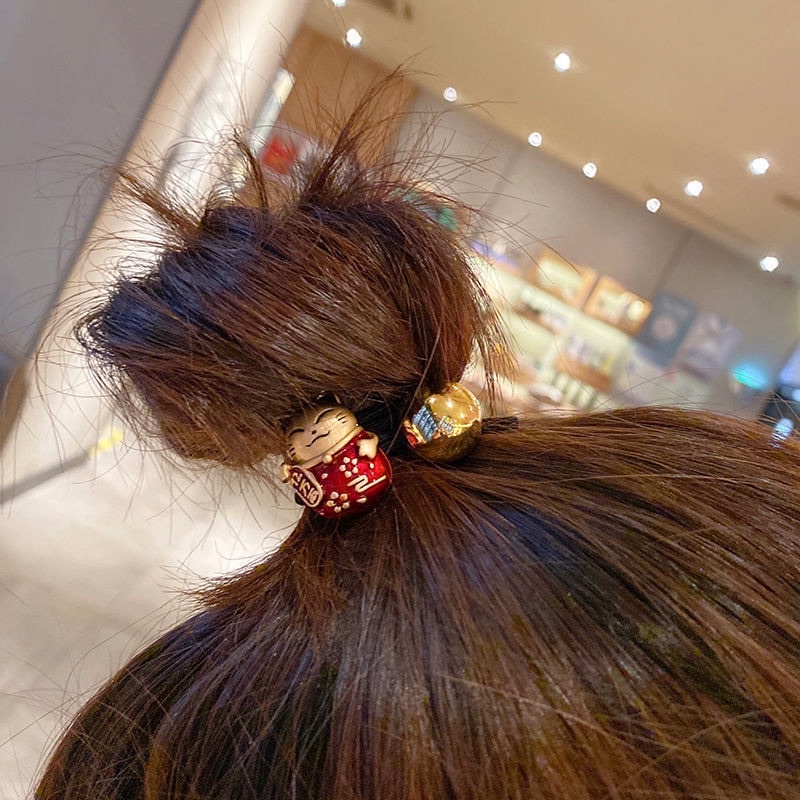 ikat rambut korea karakter LUCKY CAT/ KUCING HOCKY PEMBAWA REZEKI