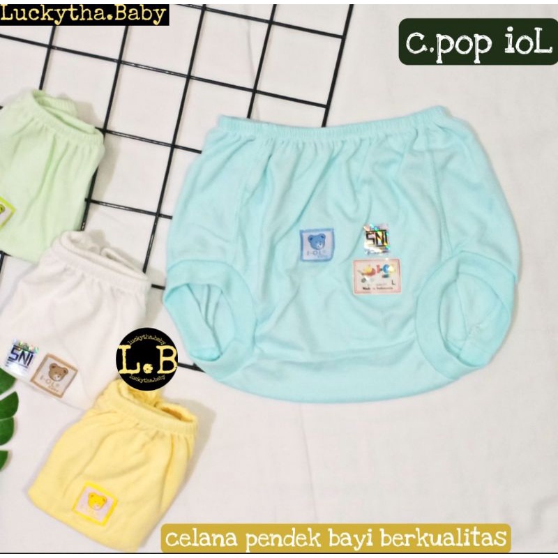 3pcs_IOL celana pop bayi polos s.m.l/ celana kacamata iol/celana pop pendek iol/ perlengkapan bayi