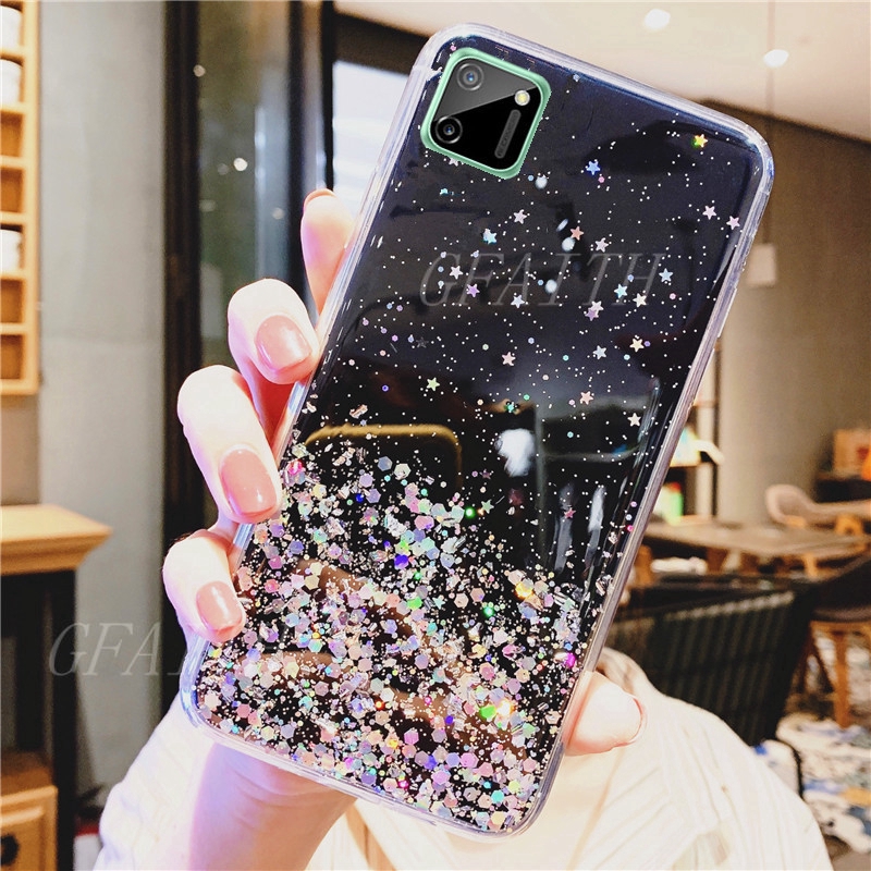 Casing Tpu Transparan Bling Hitam Hijau Pink Ungu Untuk Realme C11 Realme C11 2020 Shopee Indonesia