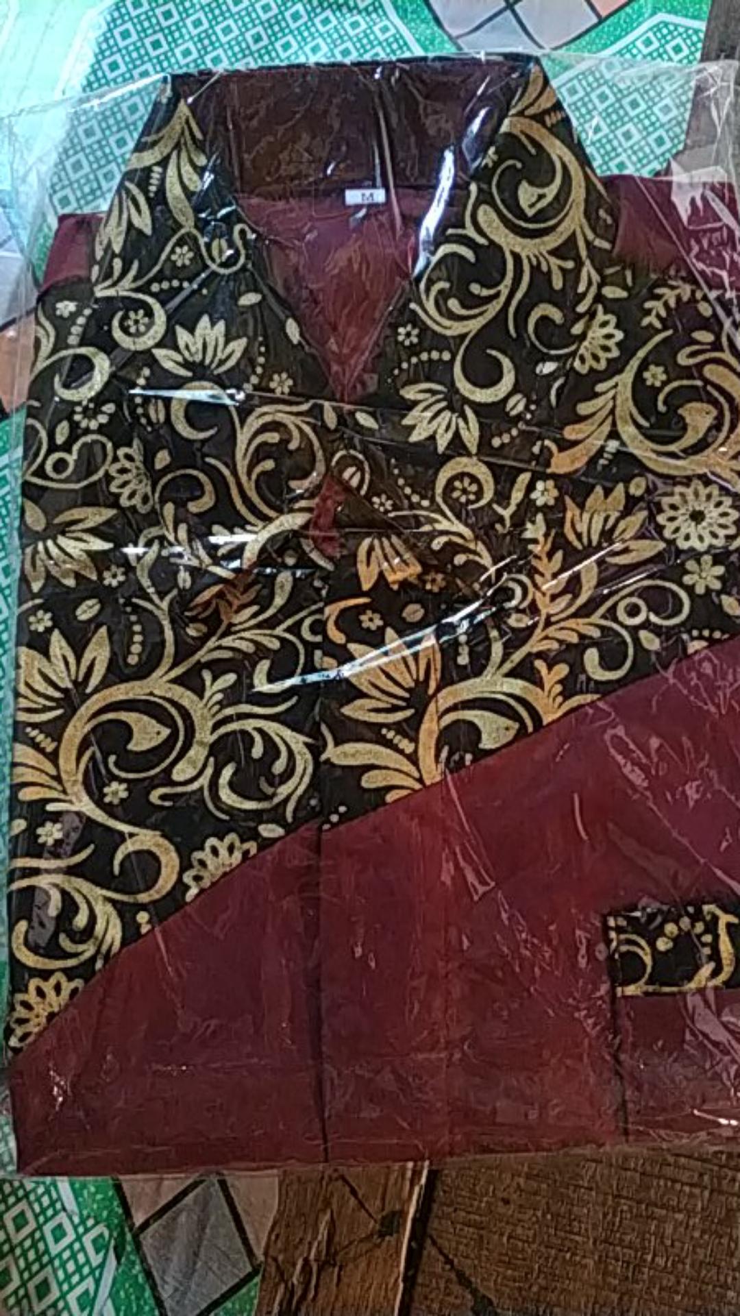 Batik Kemeja Lengan Panjang Kombinasi Slempang Baju Seragam Kantor Alkhalis
