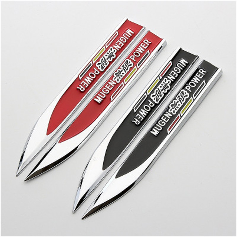 2Pcs Stiker Emblem Badge Metal Tulisan MUGEN Power Untuk Fender Belakang Mobil Honda