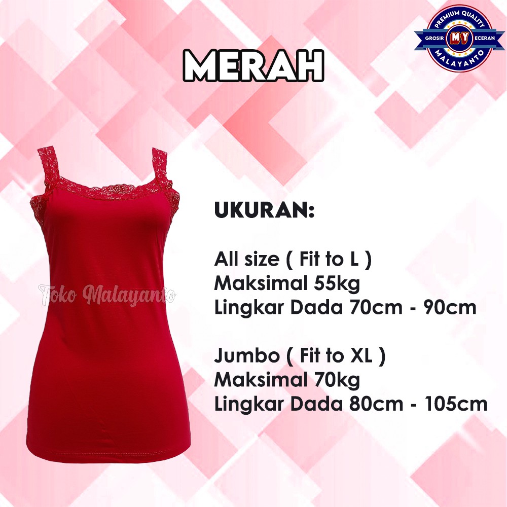Tanktop Tali Renda Bahan Rayon Super Ukuran All Size dan Jumbo Ready stok!!-5