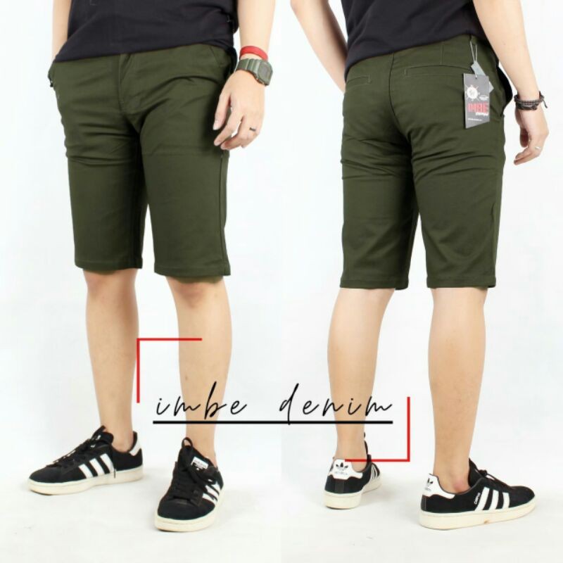 IMBE DENIM CELANA CHINO PENDEK CELANA PENDEK PRIA WARNA ARMY