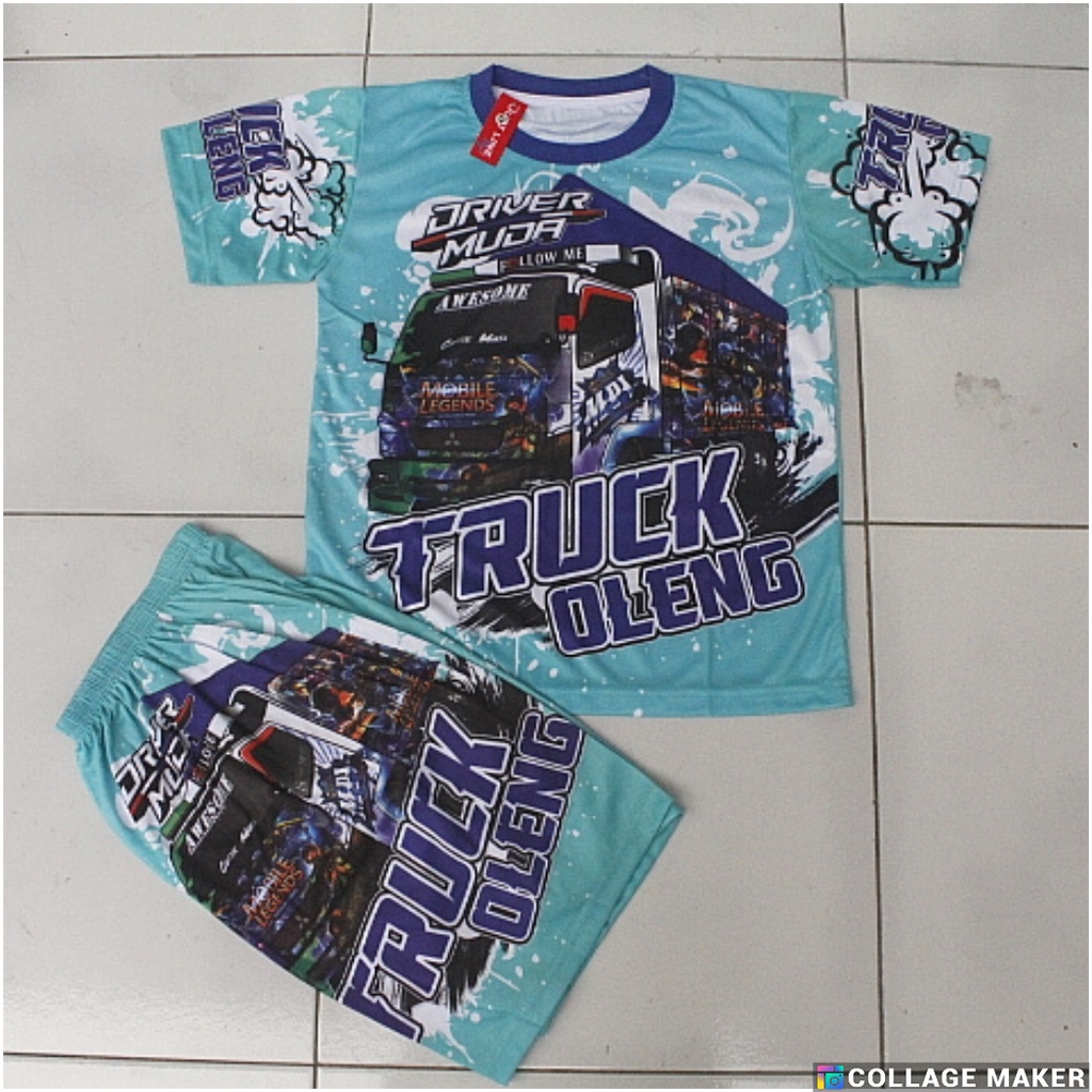 Stelan truck oleng bahan jersey/baju truck oleng size 4-20