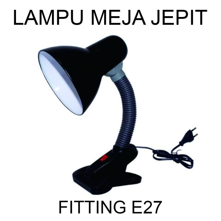 Lampu Belajar Jepit / Lampu Kerja / Meja / Lampu Reptil Fitting E27 Corong Besi - Hitam- IBZ