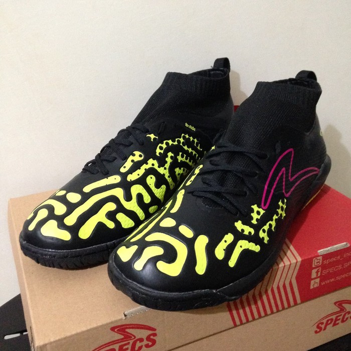 Sepatu Futsal Specs Swervo Thunderstorm IN Black Slime Original