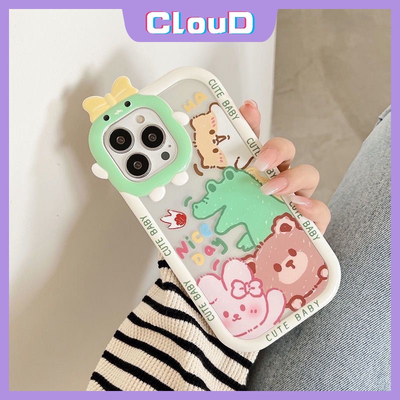 Oppo A15 A57 2022 A12 A95 A3s A5s A16K A92 A53 A33 A16E A7 A15s A16 A54 A52 A55 A31 A5 A9 2020 A76 A16s A36 Cartoon Cute Bear Dinosaur Bow-knot Little Monster Lens Soft TPU Case