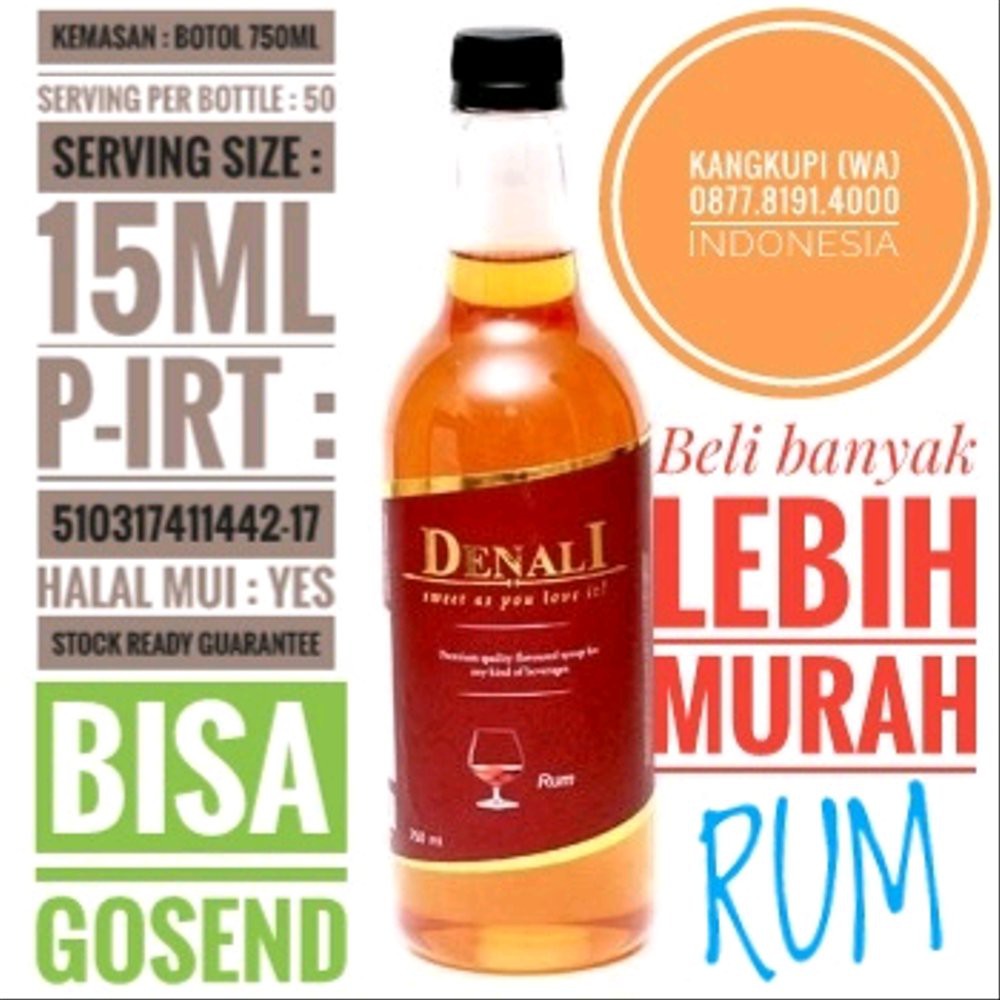 

Denali Syrup RUM, Sirup Rasa Rum Impor utk cafe sertifikat halal MUI Terbaik