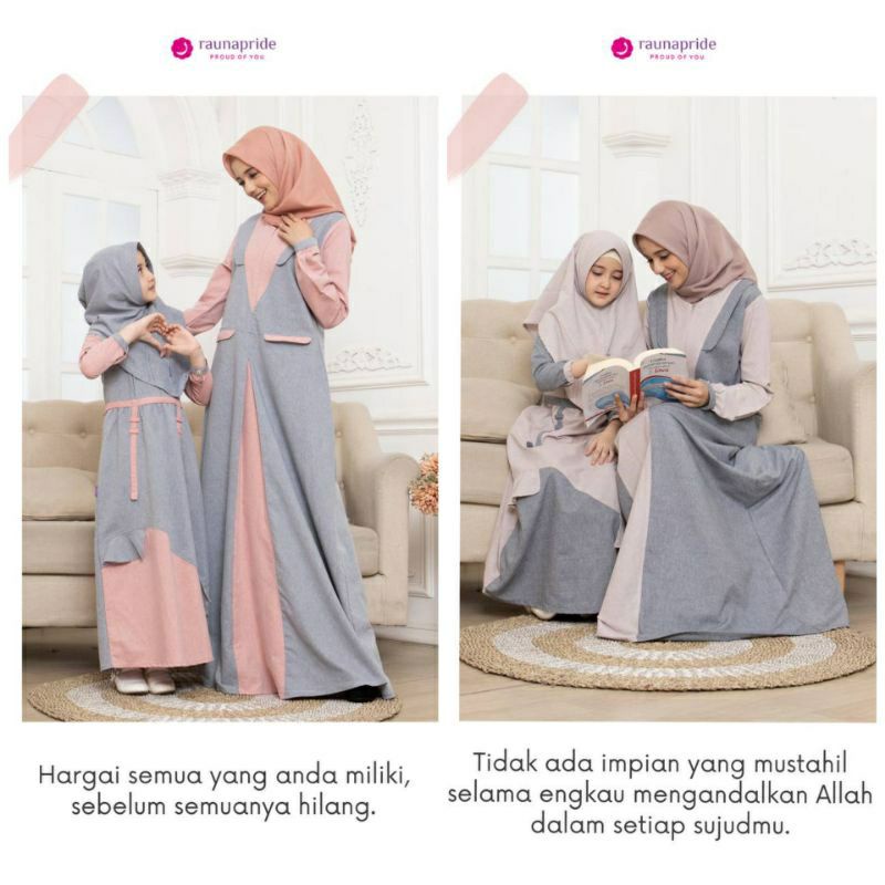 Gamis Couple Ibu dan Anak - Gamis Busui Jumbo - Gamis Anak tanggung - Gamis Couple Original Rauna